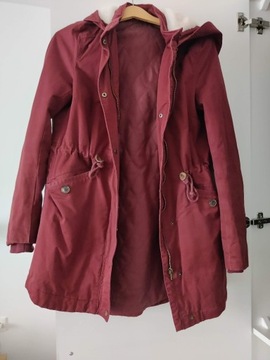 Ocieplana bordowa parka Divided H&M 34 XS