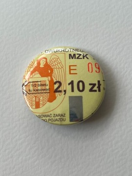 Button przypinka handmade bilet autobusowy unikat 