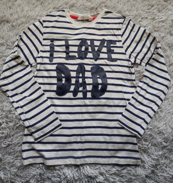 Bluzka w paski H&M r. 122/128 "I love dad"