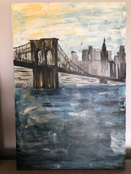 Abstrakcja - Brooklyn Bridge - akryl na płótnie