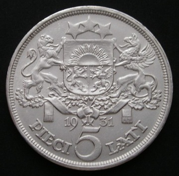 Łotwa 5 lati 1931 - srebro