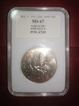 10000 ZŁ Jan Pawel II 1987 - Grading PCG MS67