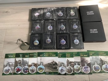 Kolej-kolekcja posrebrzanych zegarków kieszonkowyc