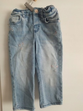 H&M spodnie jeansy z haftem J NOWE 86 12-18 m-cy