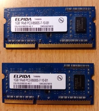 Pamięć RAM 2GB DDR3 (2x1GB) 1Rx8 PC3-8500S-7-10-B1