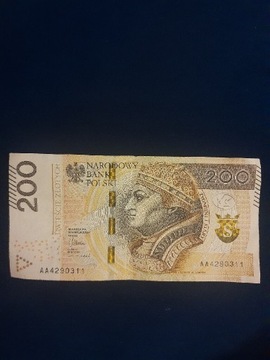 Banknot 200zl serii AA