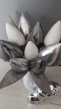 Tulipany glamour 9szt  srebrne szyte prezent dekor