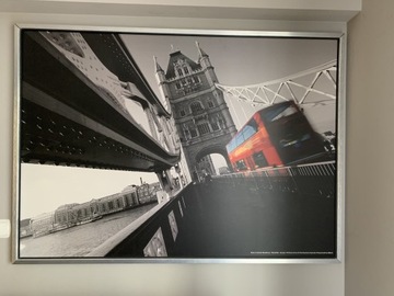 Londyn, Tower bridge, 100x140, obraz czerwony bus