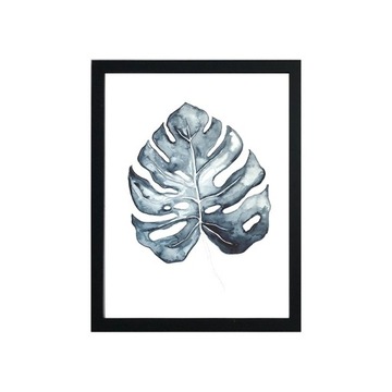 Autorska akwarela roślinna 30x40 cm, MONSTERA BLUE