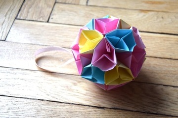 Bombka papierowa origami wielokolorowa