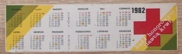 Kalendarz PCK z 1982 roku - naklejka