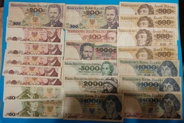 Banknoty PRL zestaw 21 banknotów do 10000