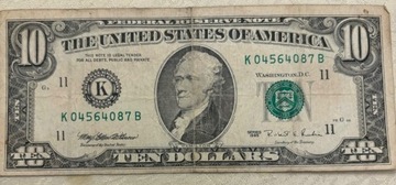 banknot, 10 dollars, USA, r. 1995