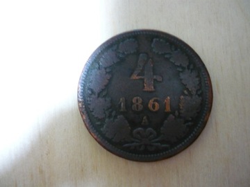 4Krajcary z 1861roku Austria"A"