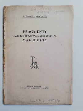 Piekarski Fragmenty Marchołta UNIKAT 1935 Marchołt