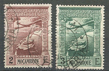 Mozambik 1938 Zestaw znaczków do 3E lotnicze. 