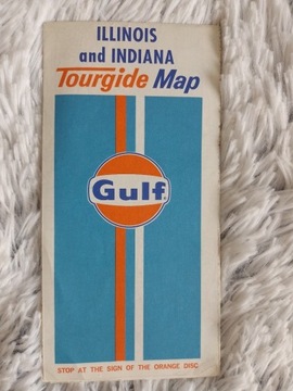 ILLINOIS & INDIANA TOURGIDE MAP GULF 1973