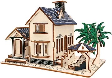 Drewniane puzzle 3D dom na plaży