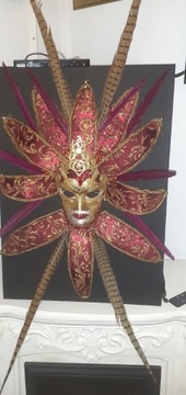 Maska wenecka wykonana na blejtramie 50x70 