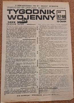 Tygodnik Wojenny Solidarność nr 87-88 z 15.06.1984