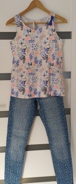 Zestaw Cool Club spodnie jeansy + top print 164 cm