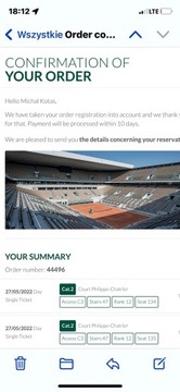 Bilet Roland Garros