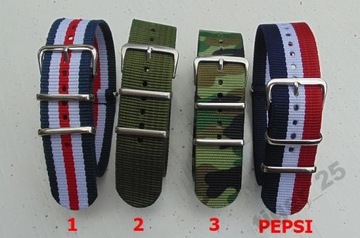 Pasek NATO do zegarka 22mm nylonowy zulu parciany