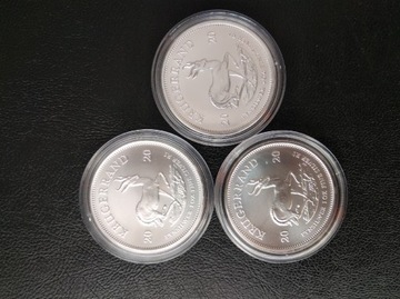 Krugerrand 1oz moneta srebrna 2020 3sztuki 