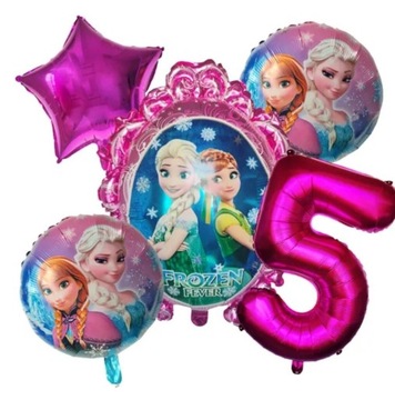 Balony Foliowe Frozen 5szt  Elsa /Anna cyfra 5