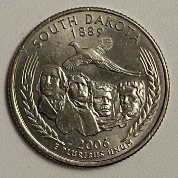 Rzadka Moneta USA SOUTH DAKOTA 25 CENTÓW 2006