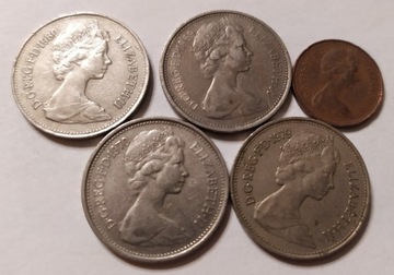Zestaw monet Wielka Brytania 5 Pensów 4 szt. 