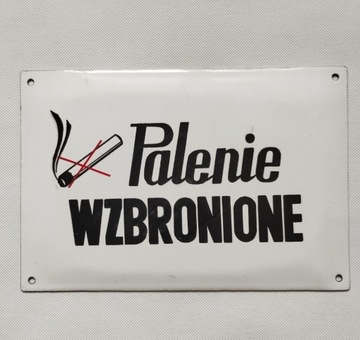 Emaliowana tablica z PRL-u Palenie wzbronione 