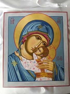 Ikona Matka Boża z Dzieciątkiem pisana ręcznie