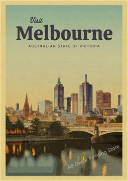 PIĘKNY plakat vintage MELBOURNE Australia