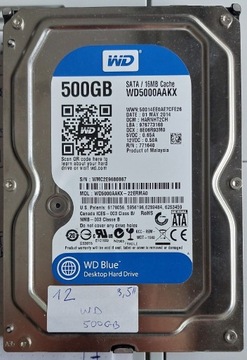 DYSK HDD WD Blue WD5000AAKX 500 GB SATA 3,5" (12)