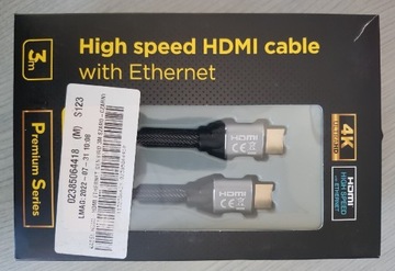 NOWY KABEL HDMI  3.0m  OPLOT NYLONOWY