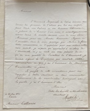 Adam Jerzy Czartoryski list z podpisem Wilno 1821