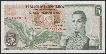 Kolumbia 5 pesos 1978 - stan bankowy UNC