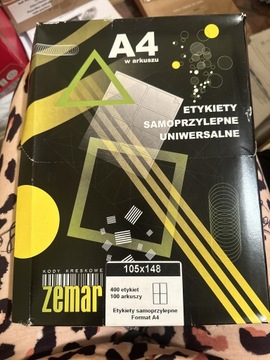 Etykiety samoprzylepne Zemar A4  400 etyk 100 arku