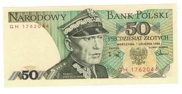 Polska 50 zł 1988 r UNC seria GH