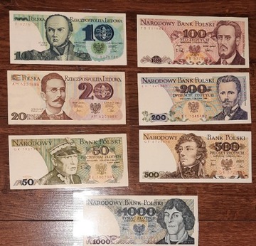 Banknoty od 10zł do 1000zł stan UNC- polecam 