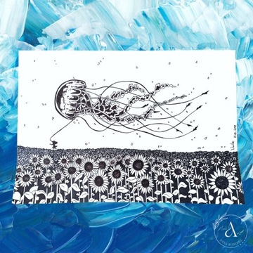 Obraz A3 - Meduza w polu słoneczników
