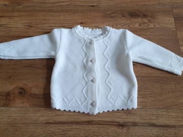 Sweterek niemowlęcy, biały, rozpinany, r.74