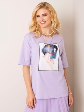 Jasnofioletowy t-shirt Girl RUE PARIS rozmiar S/36