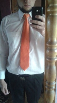Krawat pomarańczowy żywy kolor SATYNA