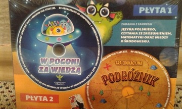 2 płyty "W pogoni za wiedzą", "Gra eduk.Podróżnik"