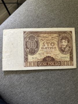 100 złotych seria AX 1934