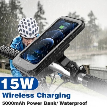 Uchwyt telefonu motocykl rower Powerbank Indukcja