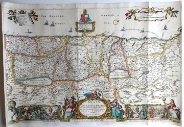 Ziemia Święta miedzioryt kolorowany 1690 oryginał