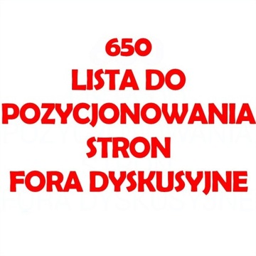 LISTA 650 FORÓW INTERNETOWYCH POZYCJONOWANIE SEO